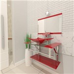 Gabinete de Vidro 60cm para Banheiro San Marino-VermelhoFerrari