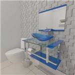 Gabinete de Vidro 60cm para Banheiro Sérvia Azul