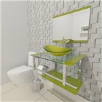 Gabinete de Vidro 60cm para Banheiro Sérvia Verde Oliva