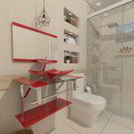 Gabinete de Vidro 60cm para Banheiro Ucrânia - VermelhoFerrari