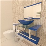 Gabinete de Vidro 70cm para Banheiro Irlanda Azul Escuro