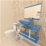 Gabinete de Vidro 70cm para Banheiro Irlanda Azul