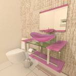 Gabinete de Vidro 70cm para Banheiro Irlanda Rosa