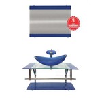 Gabinete de Vidro 80cm para Banheiro Cuba Oval - Dinamarca - Azul Escuro