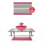 Gabinete de Vidro 90cm para Banheiro Itália Rosa