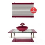 Gabinete de Vidro 90cm para Banheiro Itália Vermelho Cereja
