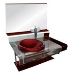 Gabinete de Vidro 90cm para Banheiro + Torneira Monocomando Cascata + Válvula Click