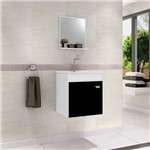 Gabinete para Banheiro com Cuba e Espelheira 1 Porta Pop Gaam Móveis Branco/Preto