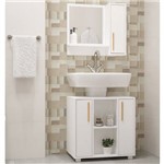 Gabinete para Banheiro com Pés e Espelheira Sem Cuba Brv 60Cm - Branco