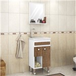 Gabinete para Banheiro com Pés Espelheira e Tampo Belizze Ferrara 44cm Branco/rústico