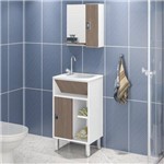 Gabinete para Banheiro com Pés Espelheira e Tampo Belizze Gênova Especial 44cm Branco/cinza Brilho