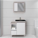Gabinete para Banheiro com Pés Espelheira e Tampo de Granito Gaam Versa 75cm - Grigio/branco
