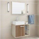 Gabinete para Banheiro Suspenso com Espelheira e Cuba Belizze Rio 60cm Carvalho/Amêndoa