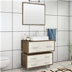 Gabinete para Banheiro Suspenso com Espelheira e Cuba Belizze Vicenza 80cm Rústico/Linho