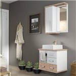 Gabinete para Banheiro Suspenso com Espelheira e Cuba Stein A26 60,5cm Branco/Vintage