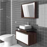 Gabinete para Banheiro Suspenso com Espelheira Tampo de Granito e Cuba Gaam Duna Pietra 81,4Cm Ameix