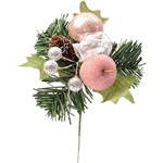 Galho Decorativo Luxo para Árvore de Natal com Enfeite Rosa - Orb Christmas