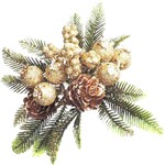 Galho Decorativo Luxo para Árvore de Natal Frutinhas Douradas - Orb Christmas