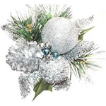 Galho Decorativo Luxo para Árvore de Natal Prateado - Orb Christmas