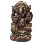 Ganesha com Pedestal e Pintura Efeito Madeira (15cm)