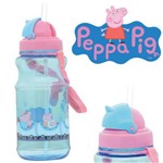 Garrafa Squeeze Infantil Peppa Pig 500ml com Canudo e Alça