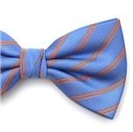 Gravata Borboleta com Desenho Listrado em Poliéster Azul Textura Large