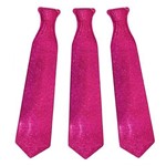 Gravata Plástica Glitter Pink C/ 12 Unidades