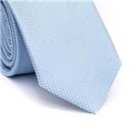Gravata Slim em Poliéster Azul Claro com Detalhes Branco na Trama