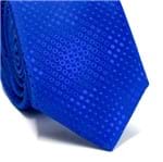 Gravata Slim em Poliéster Azul Royal com Desenhos Geometricos na Trama