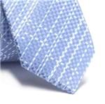 Gravata Slim em Poliéster Quadriculado Azul Serenity com Detalhes em Branco