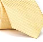 Gravata Tradicional em Poliéster Amarela com Entrelaçado e Detalhes em Branco