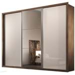 Guarda-Roupa Natal com Espelho - 3 Portas - 100% MDF - Café ou Café com Offwhite