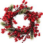 Guirlanda Frutinhas Vermelhas e Folhas Verdes, 31cm - Christmas Traditions