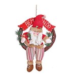 Guirlanda Papai Noel P/ Porta Decoração Natal 32cm Vermelho