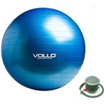 Gym Ball Vollo Tamanho 75cm Azul com Resistência de 350kg e Bomba