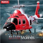 Helicóptero Syma S111G 3 Canais, Luz de Led, Controle Remoto, Ubs, Vermelho, Guarda Costeira