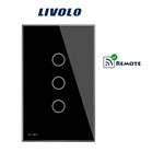 Interruptor Touch Screen com 3 Botões - Preto - Livolo - C503R Entrada Controle