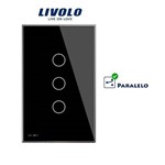 Interruptor Touch Screen com 3 Botões - Preto - Livolo - C503S Three-way Paralelo