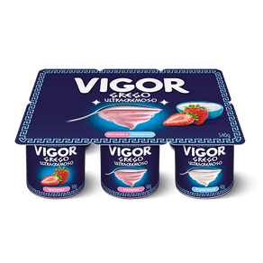 Iogurte Vigor Grego Ultracremoso Morango e Tradicional 540g (6x90g)