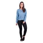Jaqueta Banna Hanna Detalhe Pesponto Azul Jeans M
