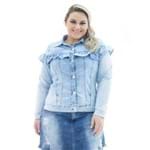 Jaqueta Feminina Jeans com Babado Plus Size