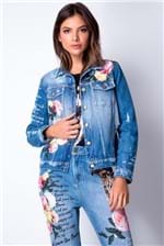 Jaqueta Lança Perfume Trucker Jeans com Aplicações - Azul