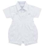Jardineira C/ Camisa para Bebe em Tricoline Branca - Sylvaz