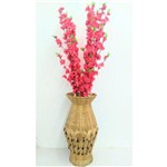 Jarro de Bambu Trançado Arranjo Flores Artificiais Pink