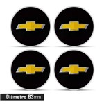 Jogo 4 Emblema Roda Chevrolet 3D Preto 63mm. ORIGINAL - PARA CALOTAS S10 LTZ