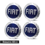 Jogo 4 Emblema Roda Fiat Azul 48mm.