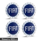 Jogo 4 Emblema Roda Fiat Azul 49,6mm. (ACRÍLICO)
