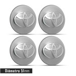 Jogo 4 Emblema Roda Toyota Cinza 51mm.