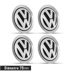 Jogo 4 Emblema Roda Volkswagen C/ ABA (ALUMÍNIO)