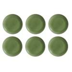 Jogo 6 Pratos Rasos em Cerâmica Verde Sálvia Sevilha 27,5cm